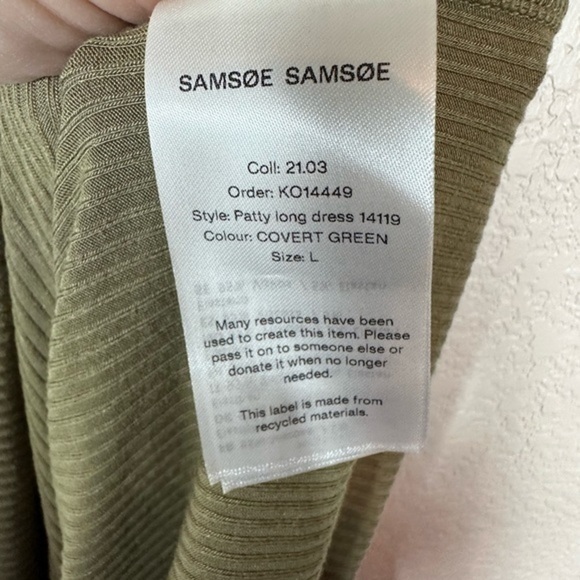 Samsoe Samsoe Patty Rib Long Sleeve Dress Covert Green - Picture 7 of 10